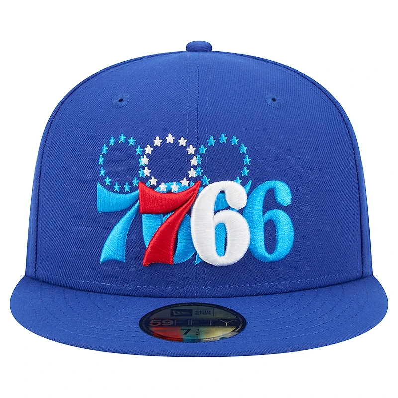 Casquette ajustée New Era Royal Philadelphia 76ers Tri-Hit 59Fifty pour homme