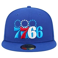 Men's New Era  Royal Philadelphia 76ers Tri-Hit 59Fifty Fitted Hat
