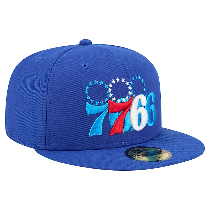 Casquette ajustée New Era Royal Philadelphia 76ers Tri-Hit 59Fifty pour homme