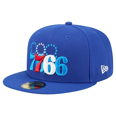Casquette ajustée New Era Royal Philadelphia 76ers Tri-Hit 59Fifty pour homme