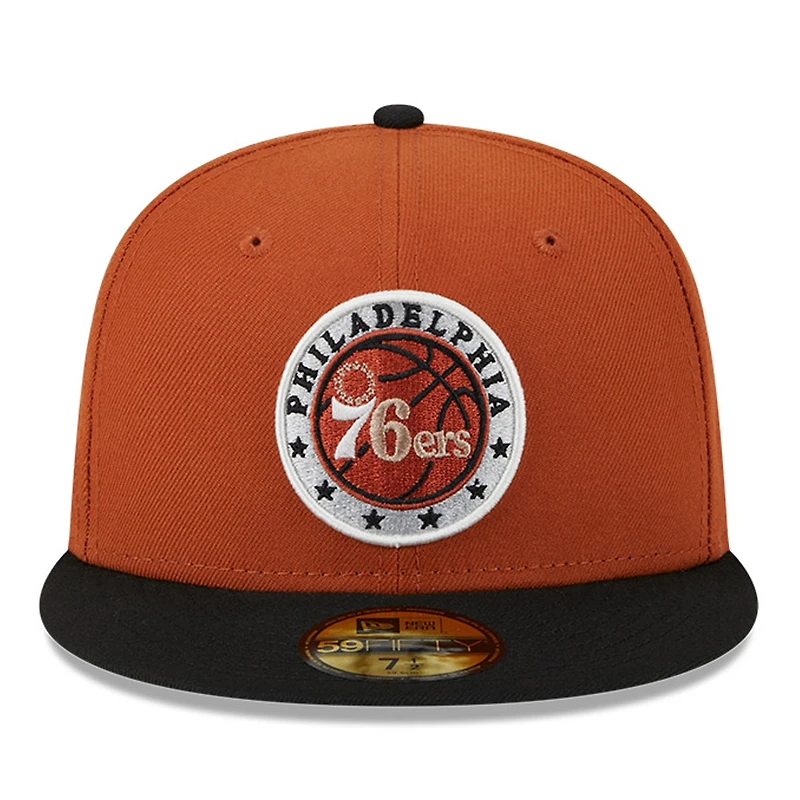 Men's New Era Rust/Black Philadelphia 76ers Two-Tone 59FIFTY Fitted Hat