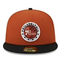 Men's New Era Rust/Black Philadelphia 76ers Two-Tone 59FIFTY Fitted Hat