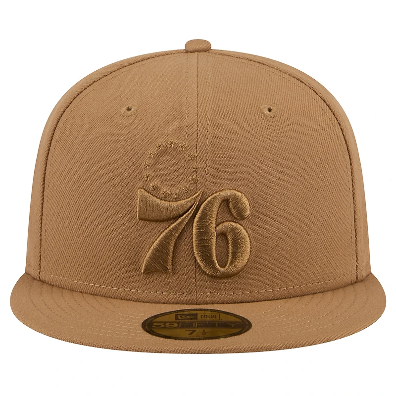 Men's New Era Tan Philadelphia 76ers 59FIFTY Fitted Hat