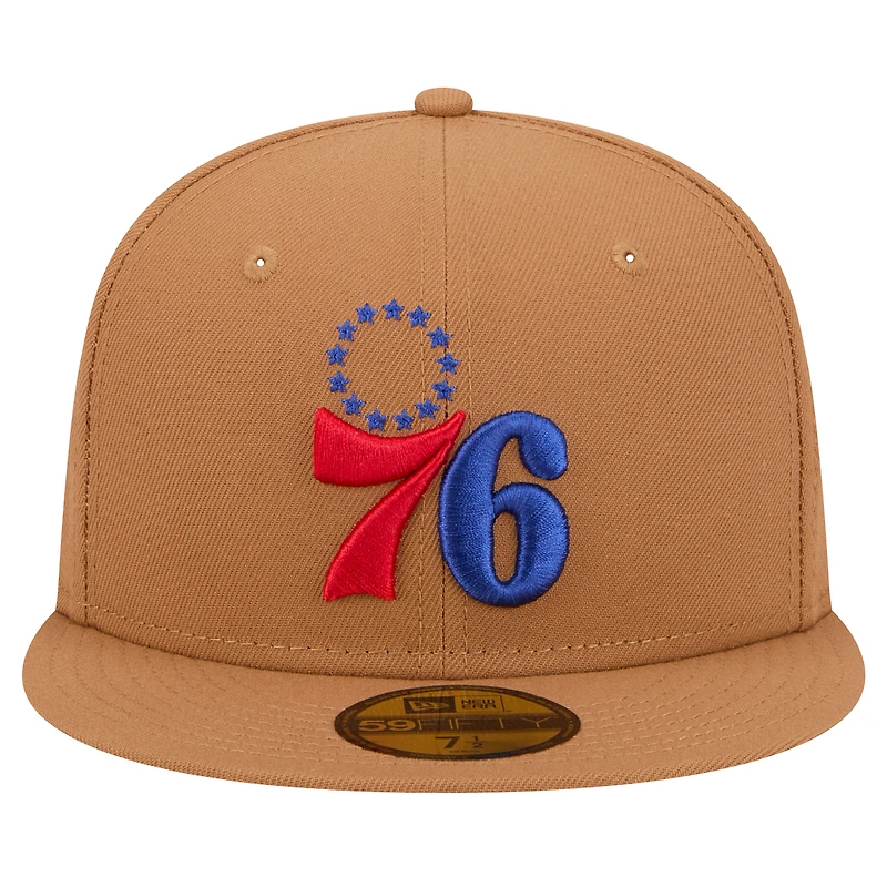 Men's New Era Tan Philadelphia 76ers Color Pack 59FIFTY Fitted Hat