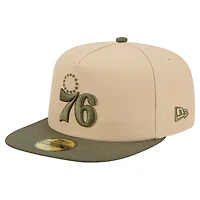 Men's New Era  Tan Philadelphia 76ers Color Pack Two-Tone 59FIFTY A-Frame Fitted Hat
