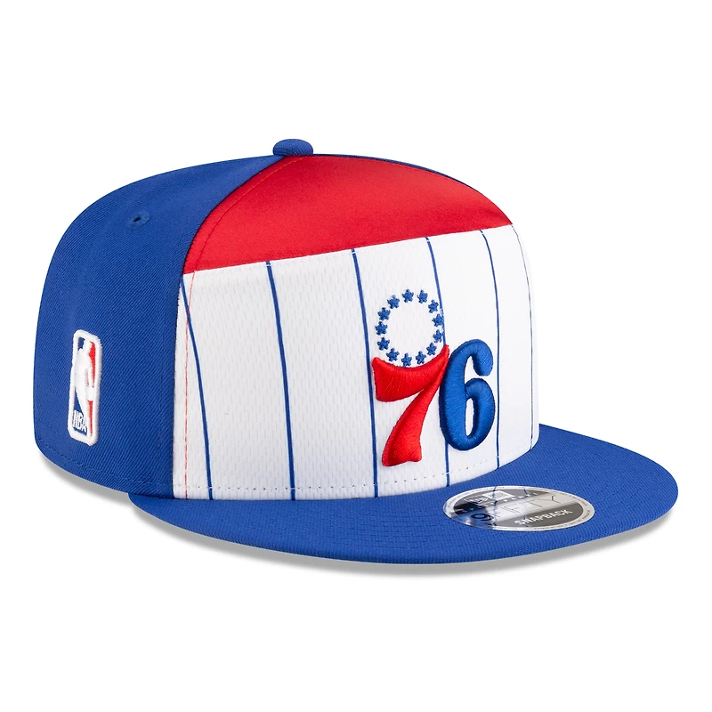 Men's New Era White/Blue Philadelphia 76ers 2025 NBA Tip Off Split Panel 9FIFTY Snapback Hat