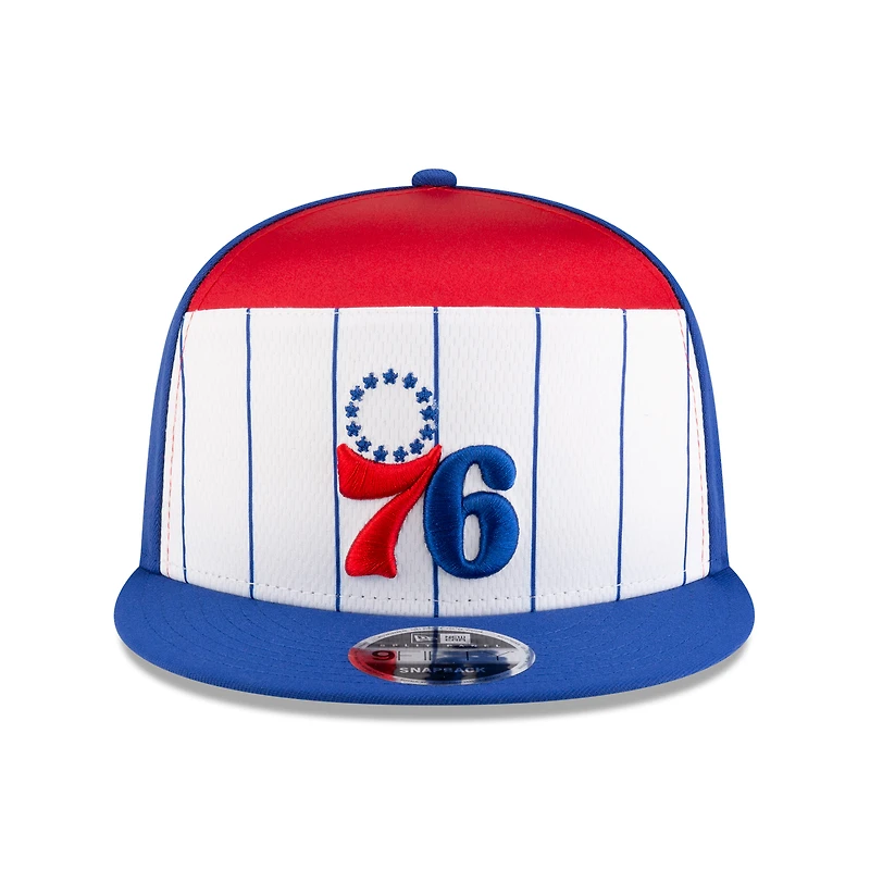 Men's New Era White/Blue Philadelphia 76ers 2025 NBA Tip Off Split Panel 9FIFTY Snapback Hat
