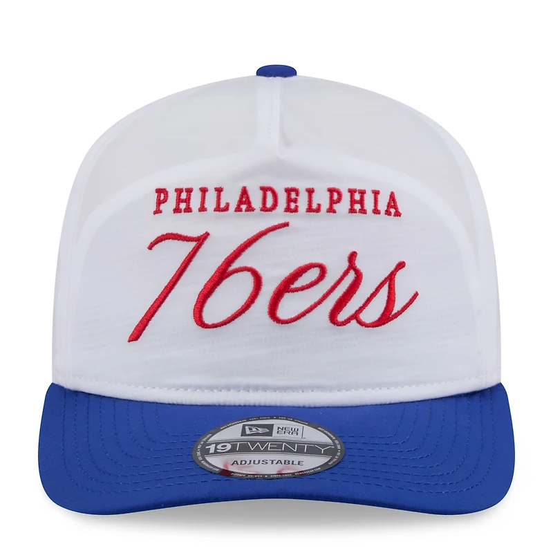 Casquette ajustable New Era 19TWENTY en nylon blanc/bleu roi pour homme, édition 2025 de la NBA Draft des Philadelphia 76ers
