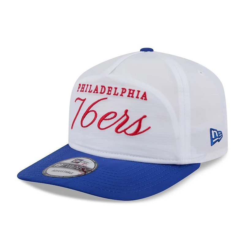 Casquette ajustable New Era 19TWENTY en nylon blanc/bleu roi pour homme, édition 2025 de la NBA Draft des Philadelphia 76ers