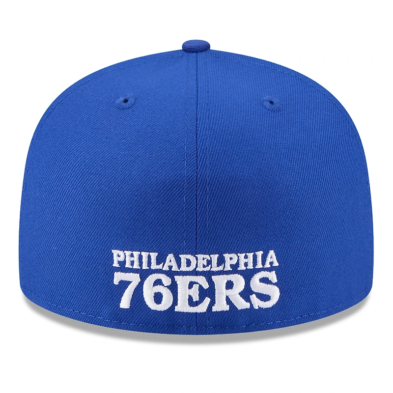 Men's New Era  White/Royal Philadelphia 76ers 2025 NBA Tip Off Split Panel 59FIFTY Fitted Hat