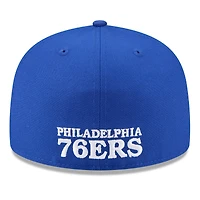 Men's New Era  White/Royal Philadelphia 76ers 2025 NBA Tip Off Split Panel 59FIFTY Fitted Hat