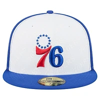 Men's New Era  White/Royal Philadelphia 76ers Repeat 59Fifty Fitted Hat