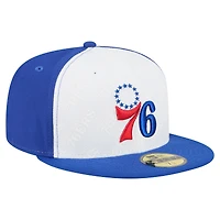 Men's New Era  White/Royal Philadelphia 76ers Repeat 59Fifty Fitted Hat
