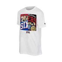 T-shirt New Era blanc pour homme avec logo Philadelphia 76ers.