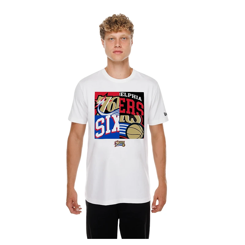 Men's New Era White Philadelphia 76ers Block Logo T-Shirt