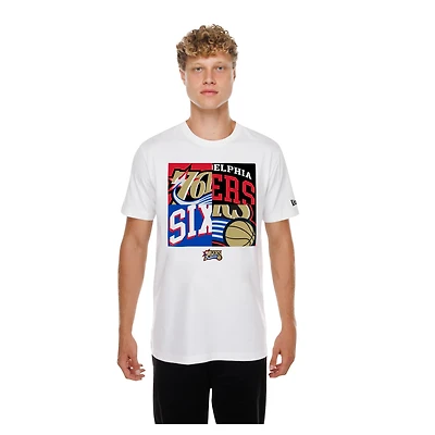 Men's New Era  White Philadelphia 76ers Block Logo T-Shirt