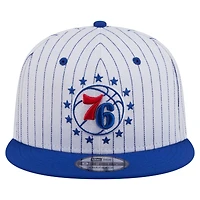 Casquette snapback New Era blanche à rayures fines 9FIFTY Philadelphia 76ers pour homme