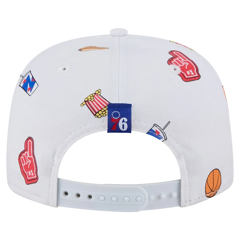 Casquette ajustable New Era blanche Philadelphia 76ers Team Cheer Rope 19TWENTY pour homme