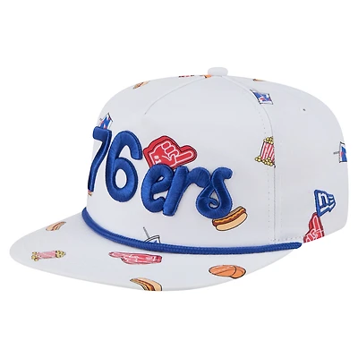 Men's New Era White Philadelphia 76ers Team Cheer Rope 19TWENTY Adjustable Hat