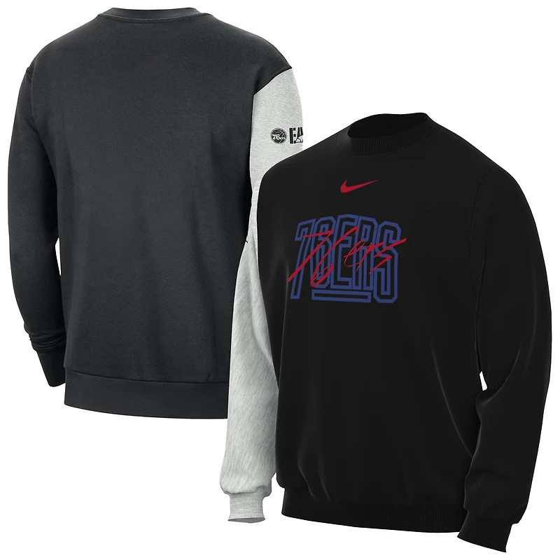 Men's Nike Black/Heather Gray Philadelphia 76ers Courtside Versus Force & Flight Pullover Sweatshirt