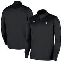 Haut Nike noir authentique des Philadelphia 76ers 2025/26 pour homme, coupe-vent et zippé Dri-Fit