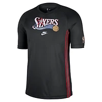 Men's Nike Black Philadelphia 76ers Classic Edition Hardwood Classics Authentic Game Shooting T-Shirt