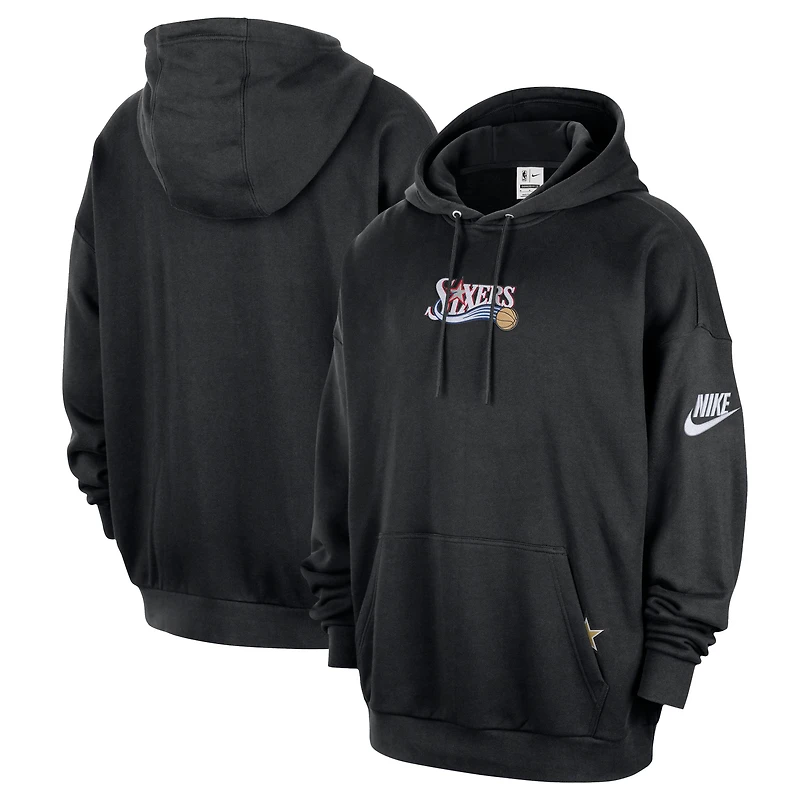 Men's Nike Black Philadelphia 76ers Classic Edition Hardwood Classics Premium Club Heavyweight Fleece Hoodie