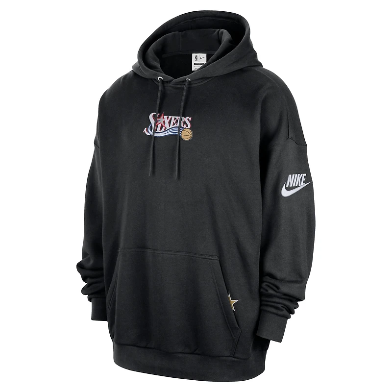 Men's Nike Black Philadelphia 76ers Classic Edition Hardwood Classics Premium Club Heavyweight Fleece Hoodie