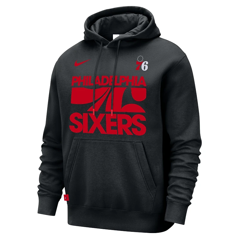 Men's Nike Black Philadelphia 76ers Courtside Club Pullover Hoodie