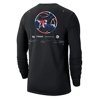 T-shirt à manches longues Nike Philadelphia 76ers Essential Air Traffic Control pour homme, noir