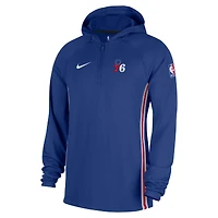 Veste à capuche Nike Philadelphia 76ers Authentic On Court Zone Quarter-Zip Dri-FIT bleue pour homme