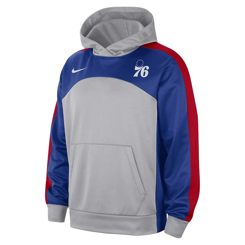 Sweat à capuche Nike pour hommes, gris/Royal Philadelphia 76ers Authentic Starting Five Force Performance