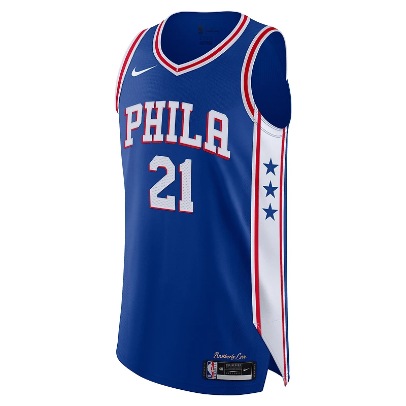 Maillot authentique Nike Joel Embiid bleu royal des Philadelphia 76ers pour homme - Édition Icon