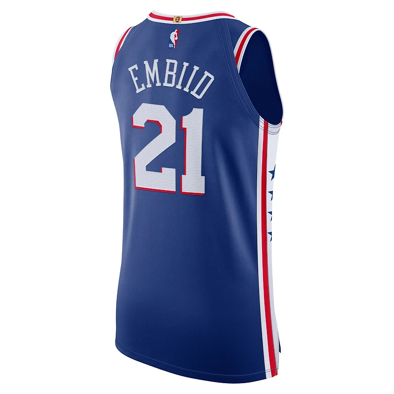 Maillot authentique Nike Joel Embiid bleu royal des Philadelphia 76ers pour homme - Édition Icon