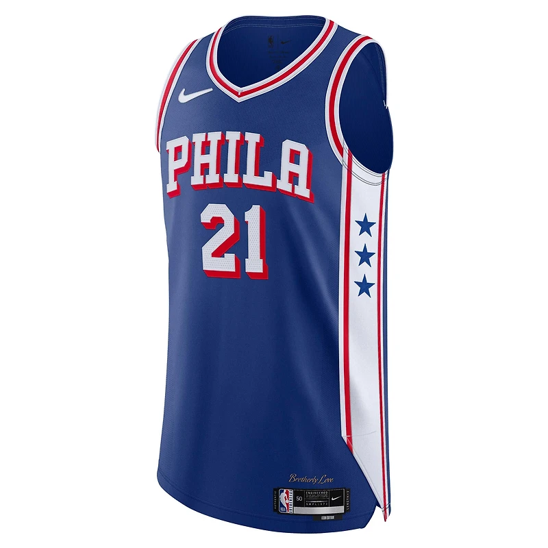 Maillot authentique Nike Joel Embiid Royal Philadelphia 76ers pour homme - Édition Icon