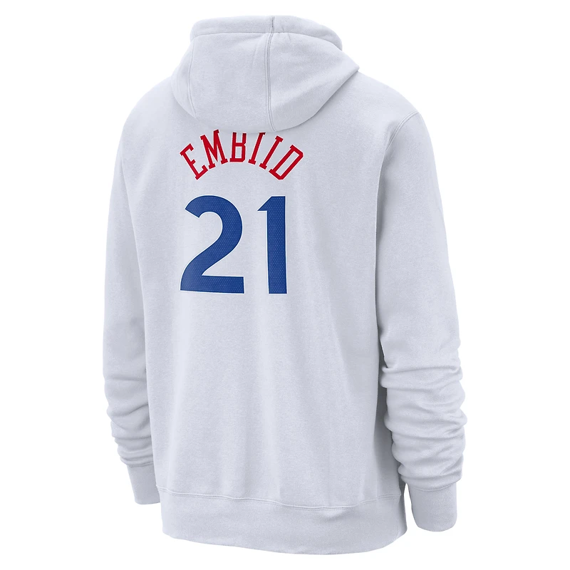 Men's Nike Joel Embiid White Philadelphia 76ers 2024/25 City Edition Name & Number Pullover Hoodie