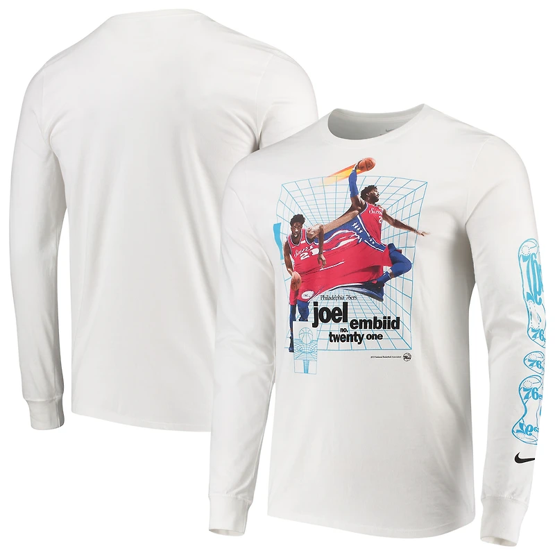 T-shirt à manches longues Nike Joel Embiid Philadelphia 76ers Time Warp pour homme