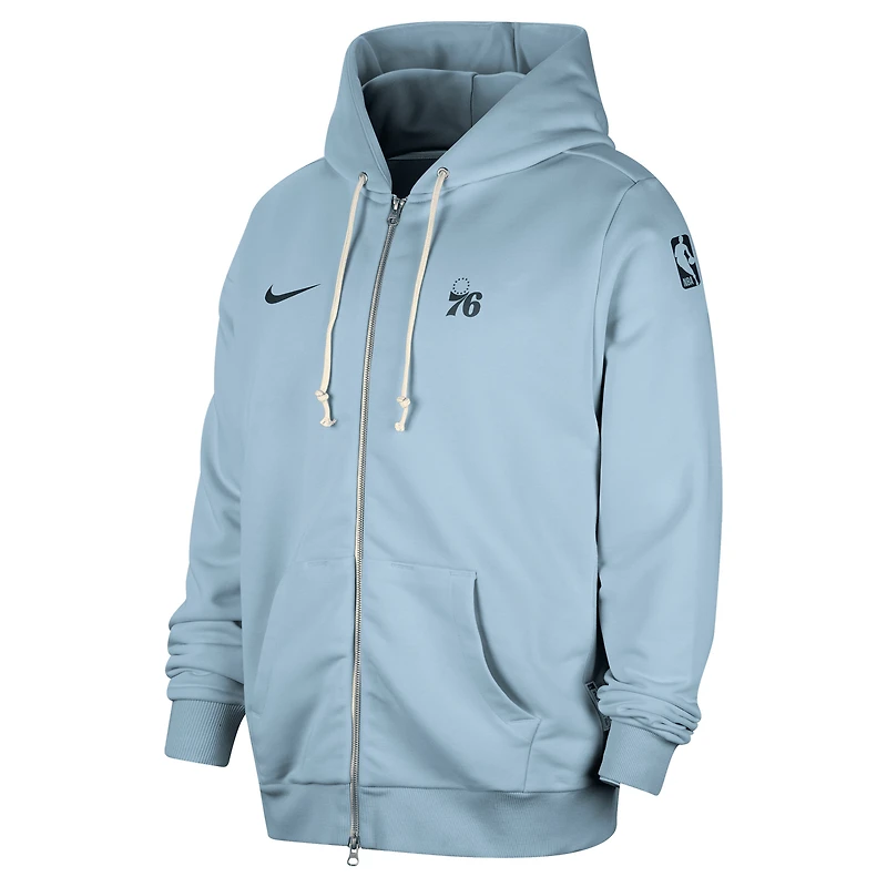 Veste à capuche entièrement zippée Nike Philadelphia 76ers Authentic Standard Issue bleu clair pour homme