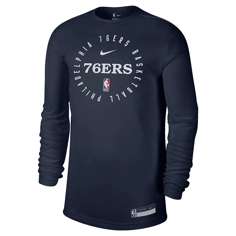 Men's Nike Navy Philadelphia 76ers 2024/25 Legend On-Court Practice Long Sleeve T-Shirt