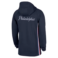 Men's Nike  Navy Philadelphia 76ers 2025/26 City Edition Remix Authentic On-Court Quarter-Zip Dri-FIT Hooded Jacket