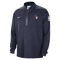 Veste à demi-zip Nike bleu marine Philadelphia 76ers Authentic Performance pour homme