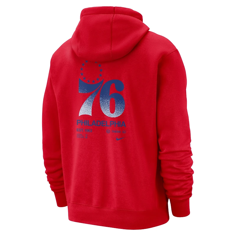 Sweat à capuche Nike rouge Philadelphia 76ers Courtside Club pour homme