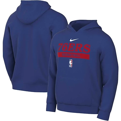 Sweat à capuche Nike Royal Philadelphia 76ers 2022/23 Spotlight pour homme, idéal l'entraînement sur le terrain.