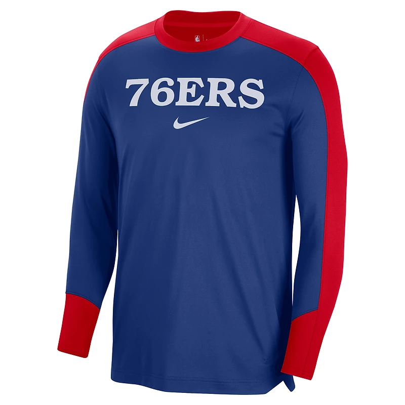 Maillot de tir à manches longues authentique Nike Royal Philadelphia 76ers 2024/25 pour homme