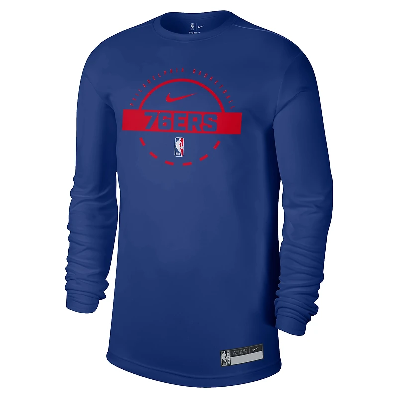 Men's Nike Royal Philadelphia 76ers 2025/26 On-Court Flare Dri-FIT Practice Long Sleeve Tri-Blend T-Shirt