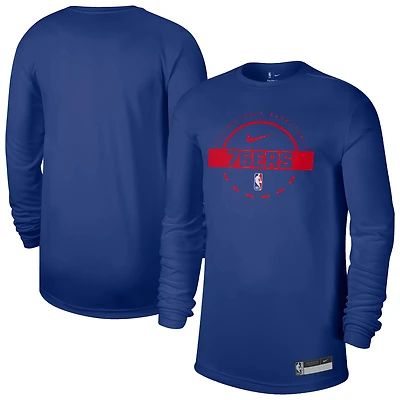 Men's Nike Royal Philadelphia 76ers 2025/26 On-Court Flare Dri-FIT Practice Long Sleeve Tri-Blend T-Shirt