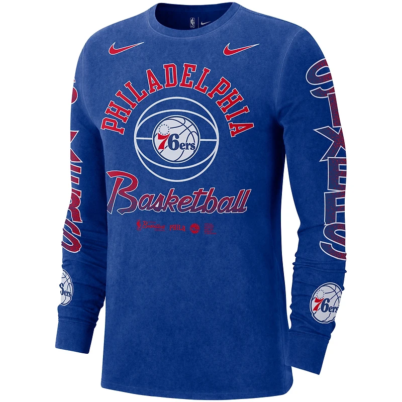 Men's Nike Royal Philadelphia 76ers Courtside Retro Elevated Long Sleeve T-Shirt