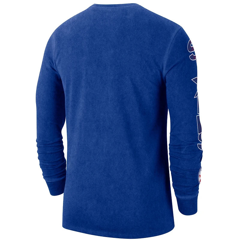 Men's Nike Royal Philadelphia 76ers Courtside Retro Elevated Long Sleeve T-Shirt