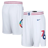 Short Nike blanc pour homme Philadelphia 76ers City Edition Swingman 2024/25