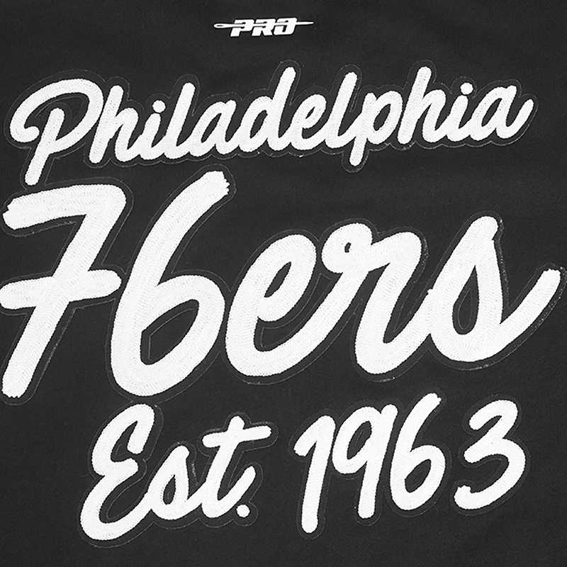 Men's Pro Standard Black Philadelphia 76ers Paint the City Drop Shoulder Sweatshirt